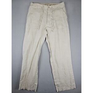 Bohio Breeze 100% Linen Causal Relaxed Fit Men's Pants Size Large 34x30 Beige